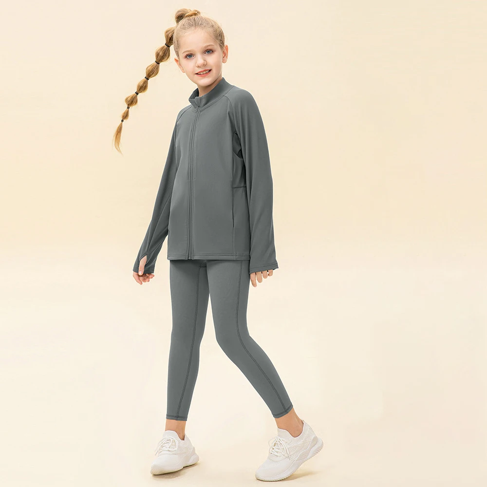 Children's Sports Wear Suit Zipper Jacket Kids Clothing Gym Yoga Wear