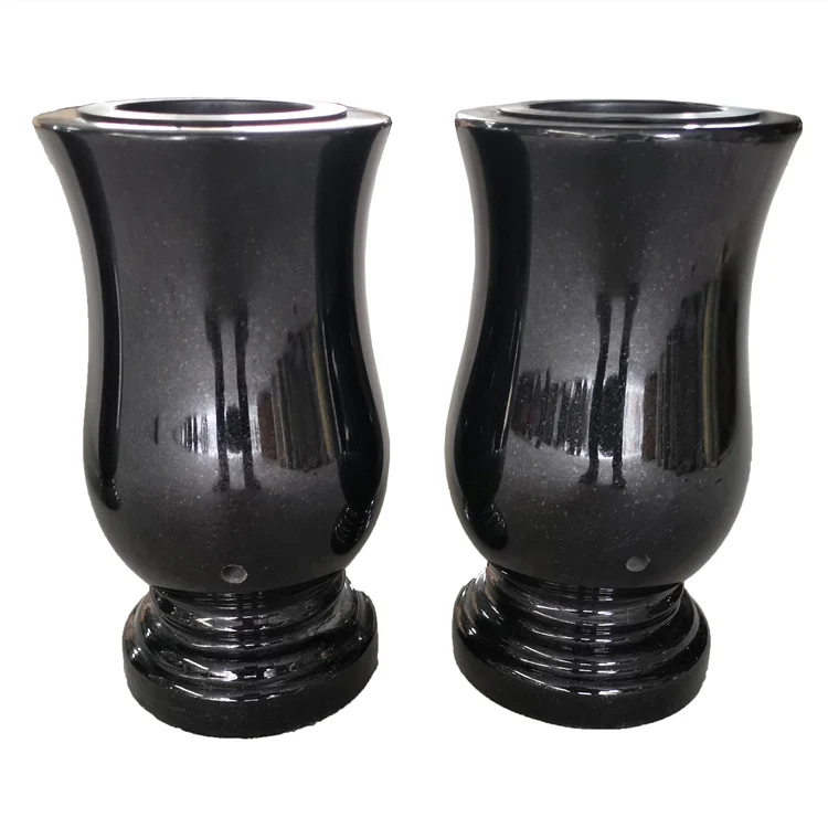 Traditional European Style Cemetery Usage Granite Headstone Vases