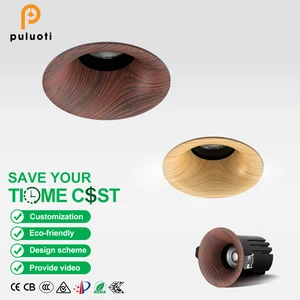 PULUOTI Cut Out 75MM 12W/15W Recessed Spot Light Aluminum LED Spotlight Walnut Log Color Ra>97 Vintage Style Indoor Downlight