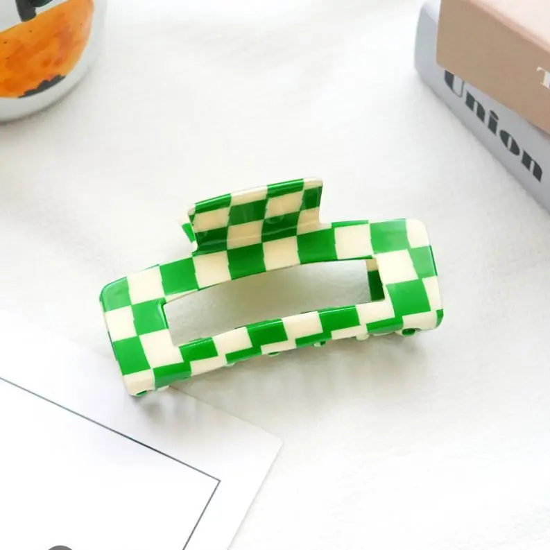 Оптовая продажа, клетчатые заколки для волос, большие заколки для волос для женщин