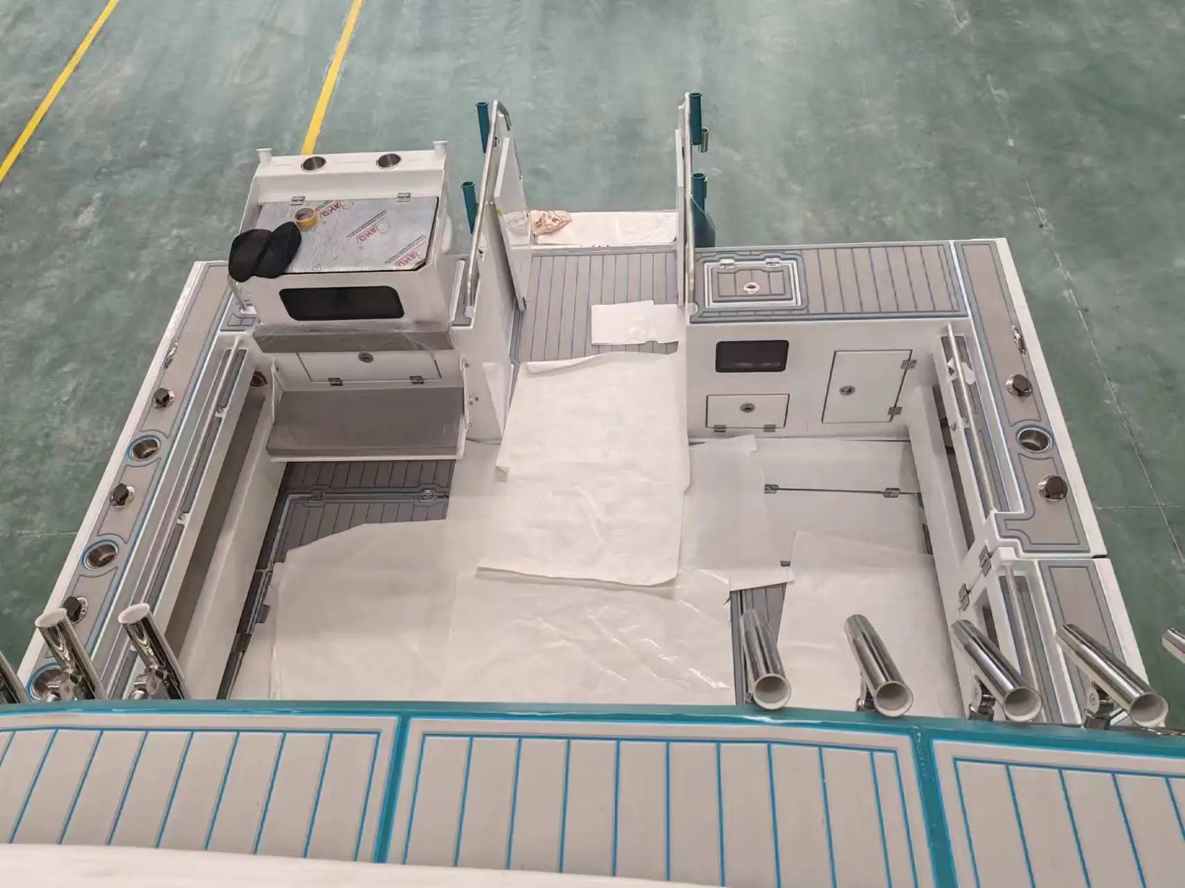 Aluminum Fishing Vessel Trailerable Power Catamaran 11.6m*3.5m Wooden Interior Fishing Boat