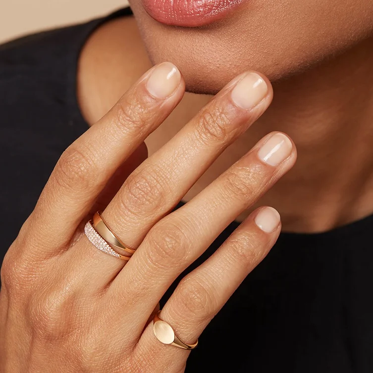 Mejuri Slim Signet Ring 14K Gold Plated Sterling Silver