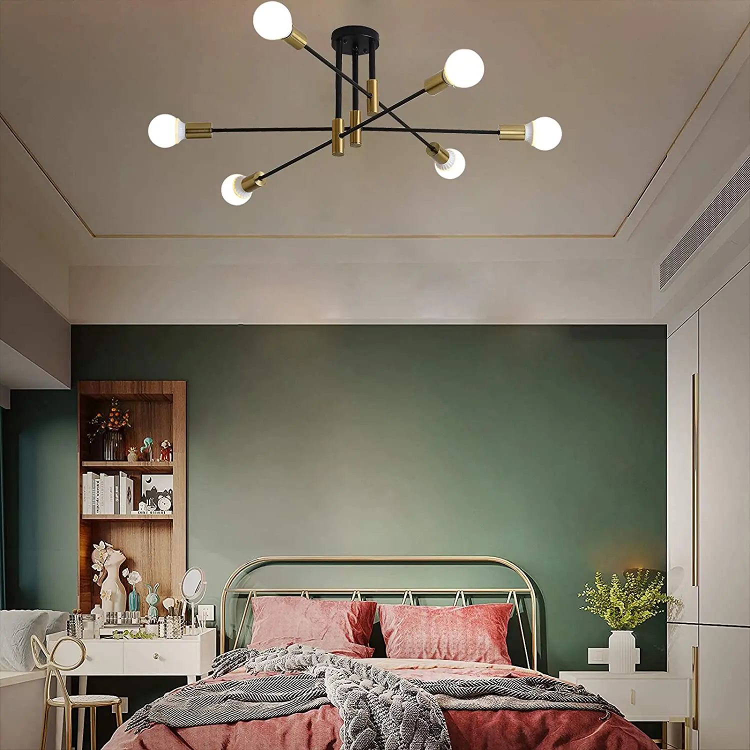 Современная люстра в стиле среднего века Sputnik светильник с полуутопленным креплением потолочный регулируемым рычагом Кухонное