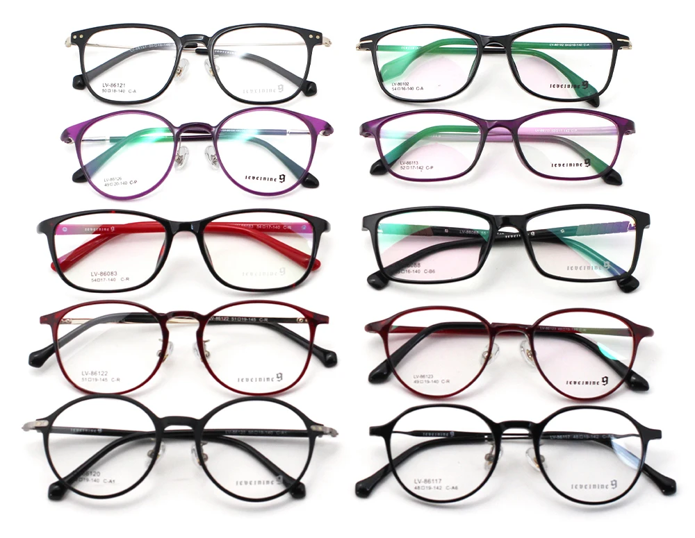 Wholesale Ready Stock Cheap Price Assorted Acetate Tr90 Metal Eyeglasses Frame Optical Glasses 2107