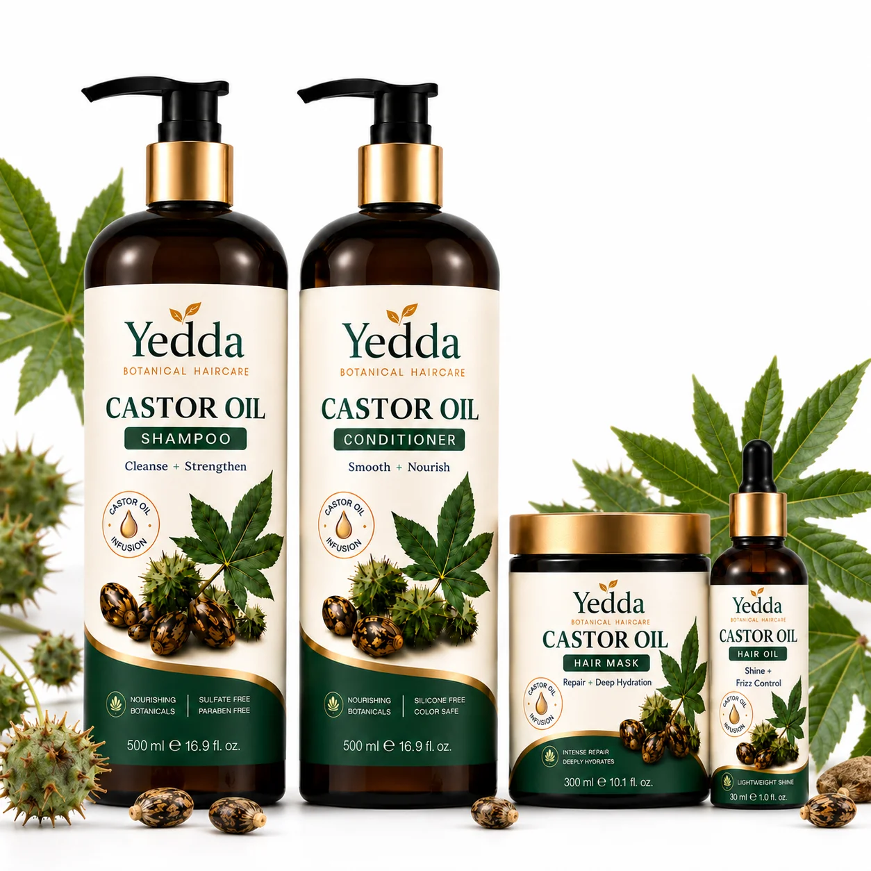 Yedda Private Label Organic Castor Oil Moisturizing Hair Care Cream Set Custom OEM/ODM 200 MOQ Professional Botanical