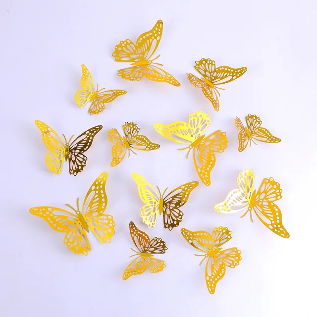 3D Vivid Metallic Texture Hollowed-out butterfly Wedding Party Decorations