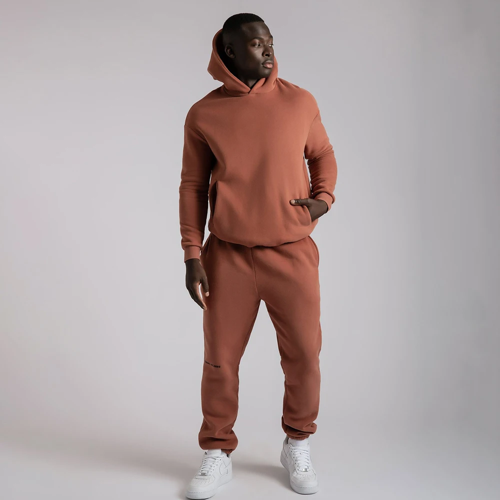 Custom Velour Tracksuit For Men Fleece Oversized Hoodie Cotton Hood