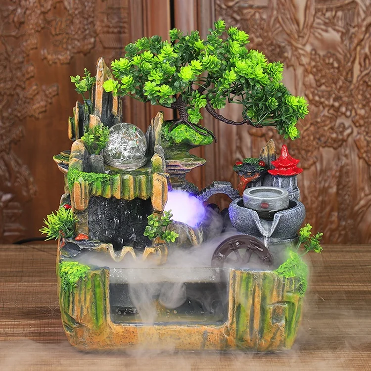 Indoor Zen Decorative Resin Waterfall Fountain - Perfect for Home or Office