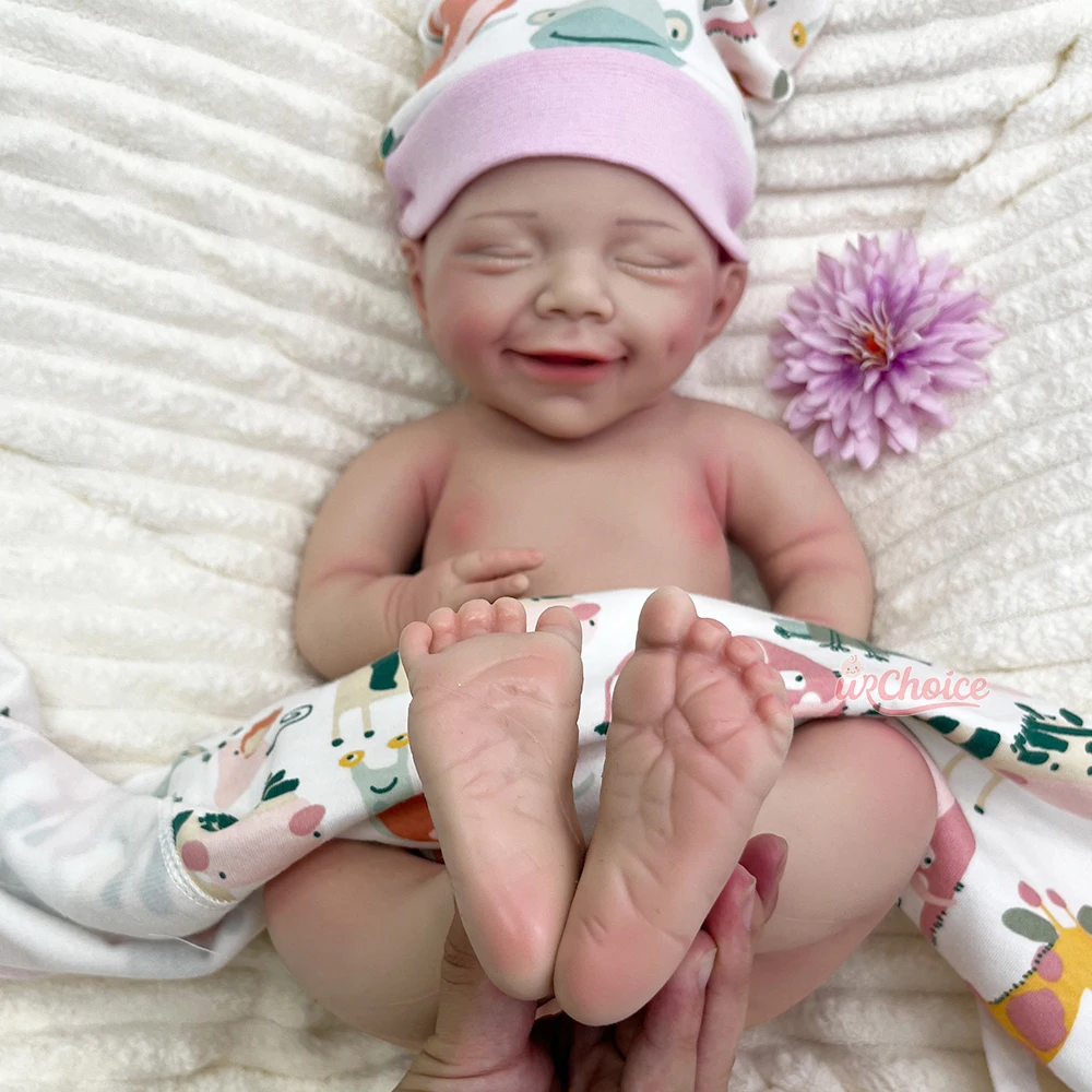 17" Smiling Realistic Soft Full Solid Silicone Reborn Baby Dolls for Girls Can Drink Educational Toys for Nursery Practice