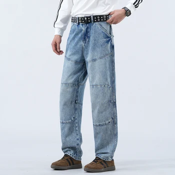 Factory Wholesale High Street Trend Breathable Jeans Men's Straight Leg Design