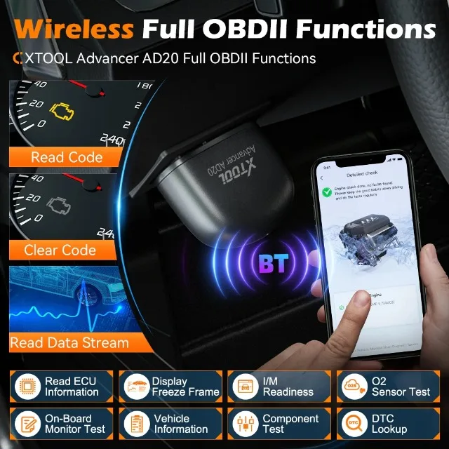 Universal XTOOL Advancer AD20 Mini Bluetooth 5.0 OBD2 Scanner Full Obd2 Functions Car Diagnostic Scan Tool Read/Clear Fault Code