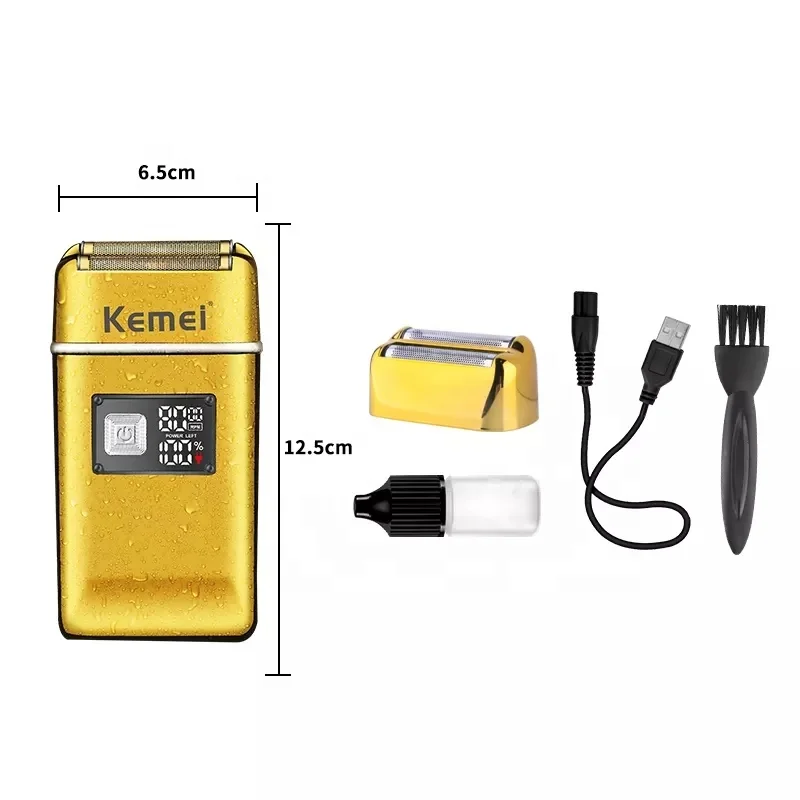 Rasoir Électrique Kemei Sans Fil - Double Lame Waterproof - Rechargeable - Pour Homme