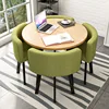 Wood color + four green cloth