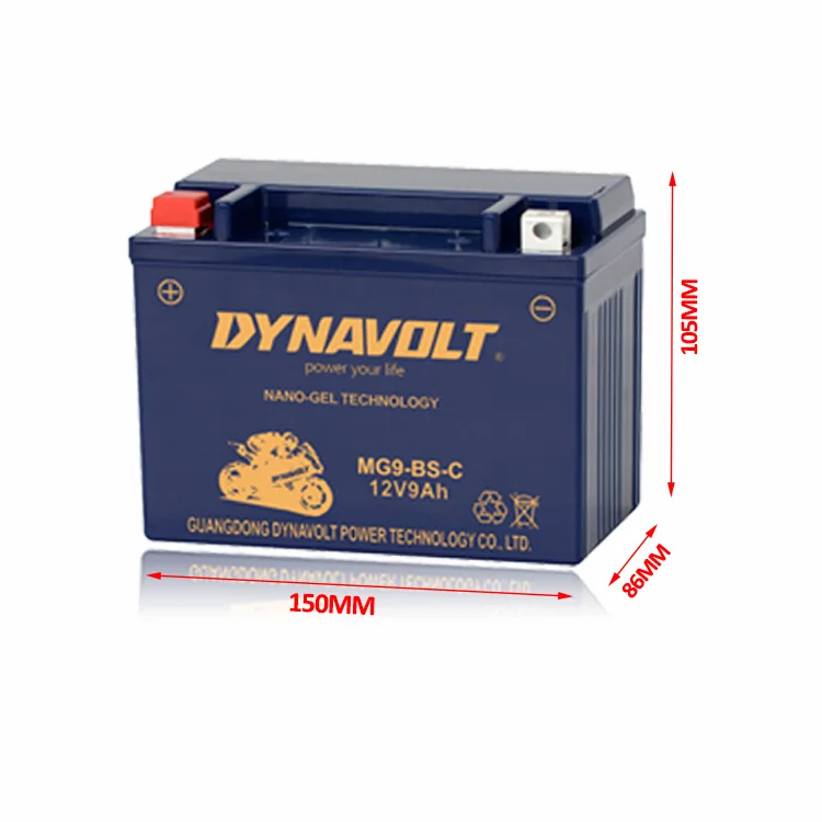Batterie Dynavolt GEL YTX9-BS 12V 9Ah prête à l'emploi - Pièces Electrique  sur La Bécanerie