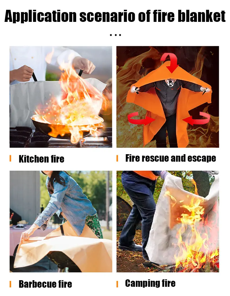 Soft And Smooth Texture Fire Blanket Fiberglass Fire Emergency Blanket