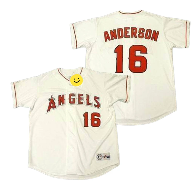 Wholesale Men's California 16 GARRET ANDERSON 19 FRED LYNN 21 WALLY JOYNER  22 BO JACKSON Throwback baseball jersey Stitched S-5XL From m.