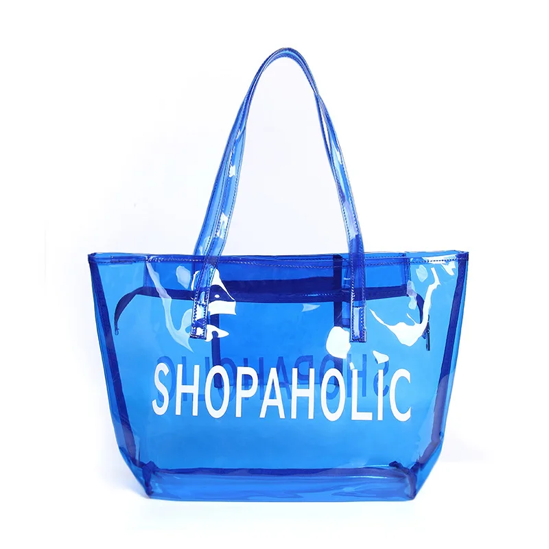 T&V Clear Bags for Women - Transparent PVC Tote Bag - Fashion Purse for  Work, Shopping, Travel, Beach Stadium Festival Plastic Handbag with Button
