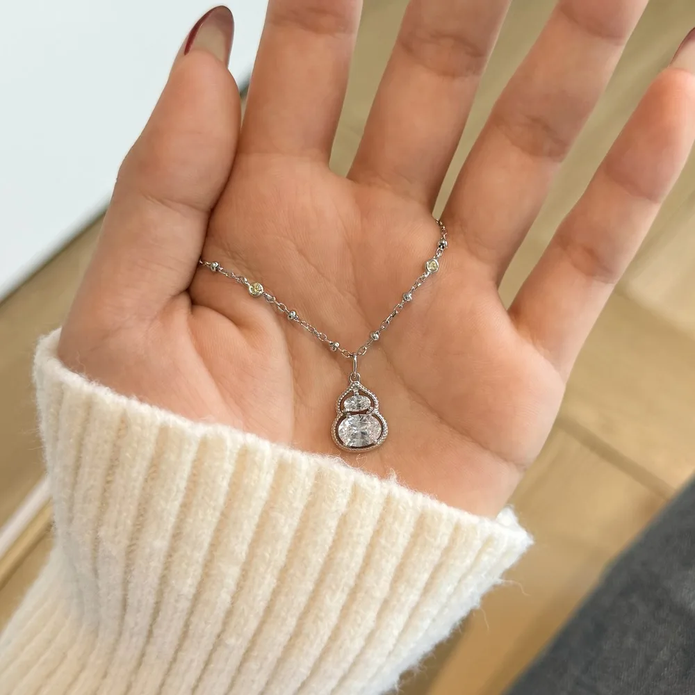 KAKODIY Stylish Sophisticated Design High Fashion Jewelry for Women 925 Sterling Silver 5A Zirconia Gourd Pendant Necklace detail 2