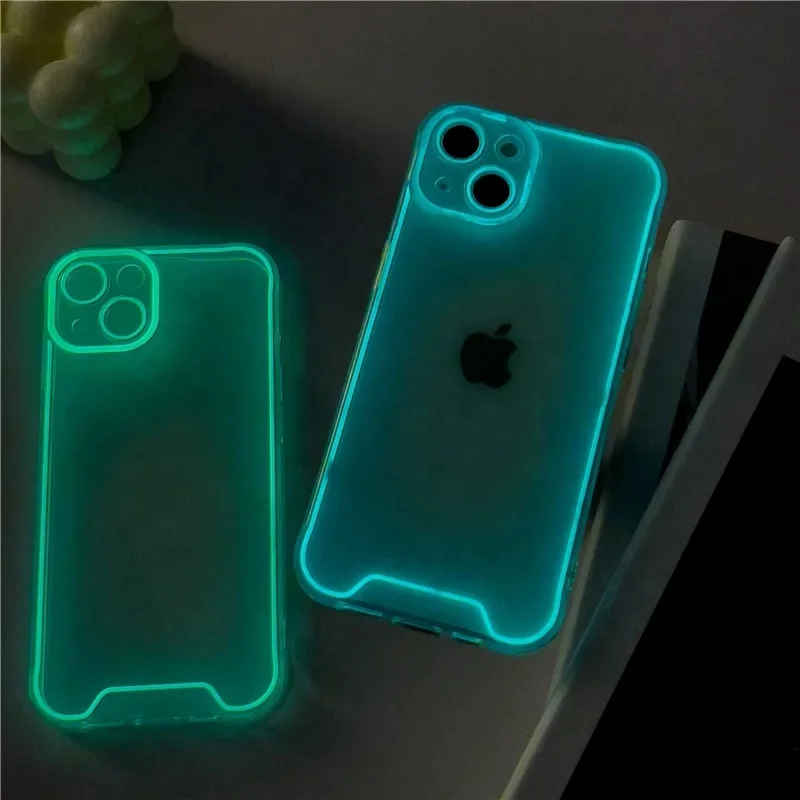 Glow Luminous Night Fluorescent Neon Glowing Mobile Phone Soft Silicone  Back Cover Cases for iPhone 14 13 12 11 Pro Max XS XR