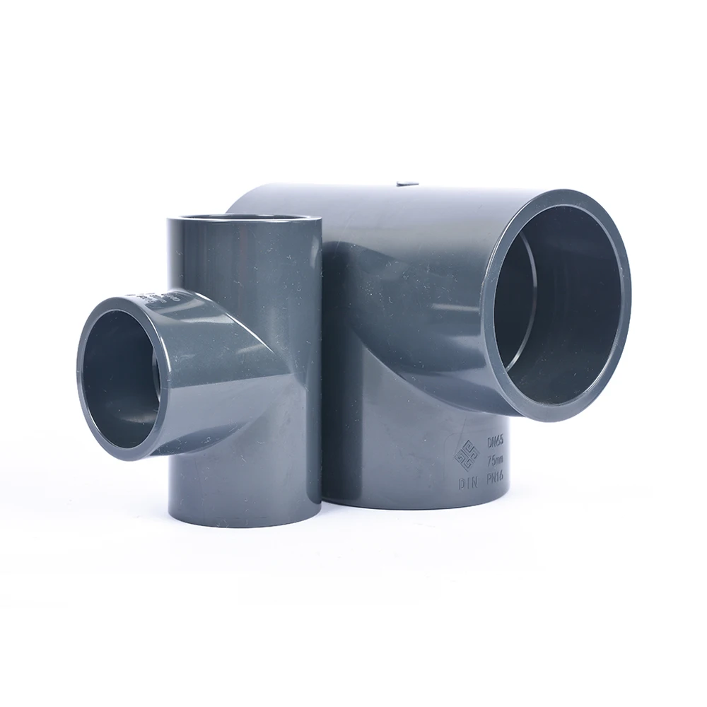 Cost-effective Upvc Plastic Thermoplastic Pipe Fitting adapter Upvc Equal Tee for drainage pipeUPVC PIPE UPVC VALVE UPVC PIPE FITTING