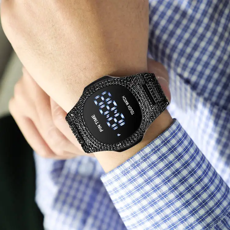 PINTIME Watch for Men Sports Automatic Digital Watch Man Luxury Diamond Watches for Men Quartz Wristwatches Waterproof Clock