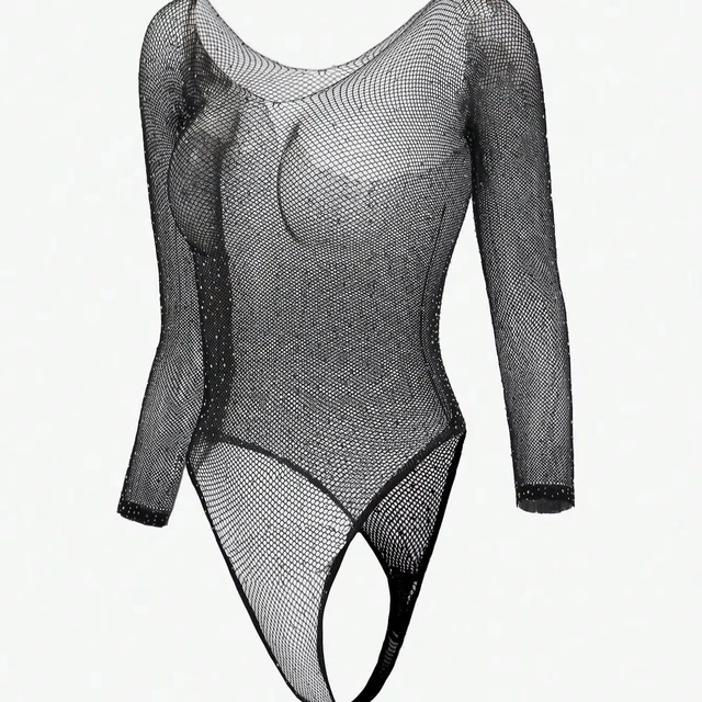 Hot Selling Women's Sexy Fishnet Teddy Bodysuit with Rhinestone Studded without Liner-Wholesale Supply