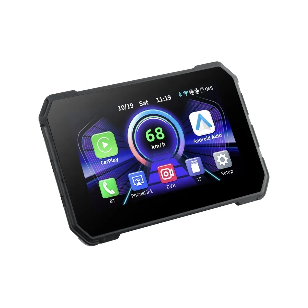 TIYPEOR 5Inch Moto GPS Waterproof Wireless Android Auto Carplay Portable Motorcycle Display Screen Navigation With DVR