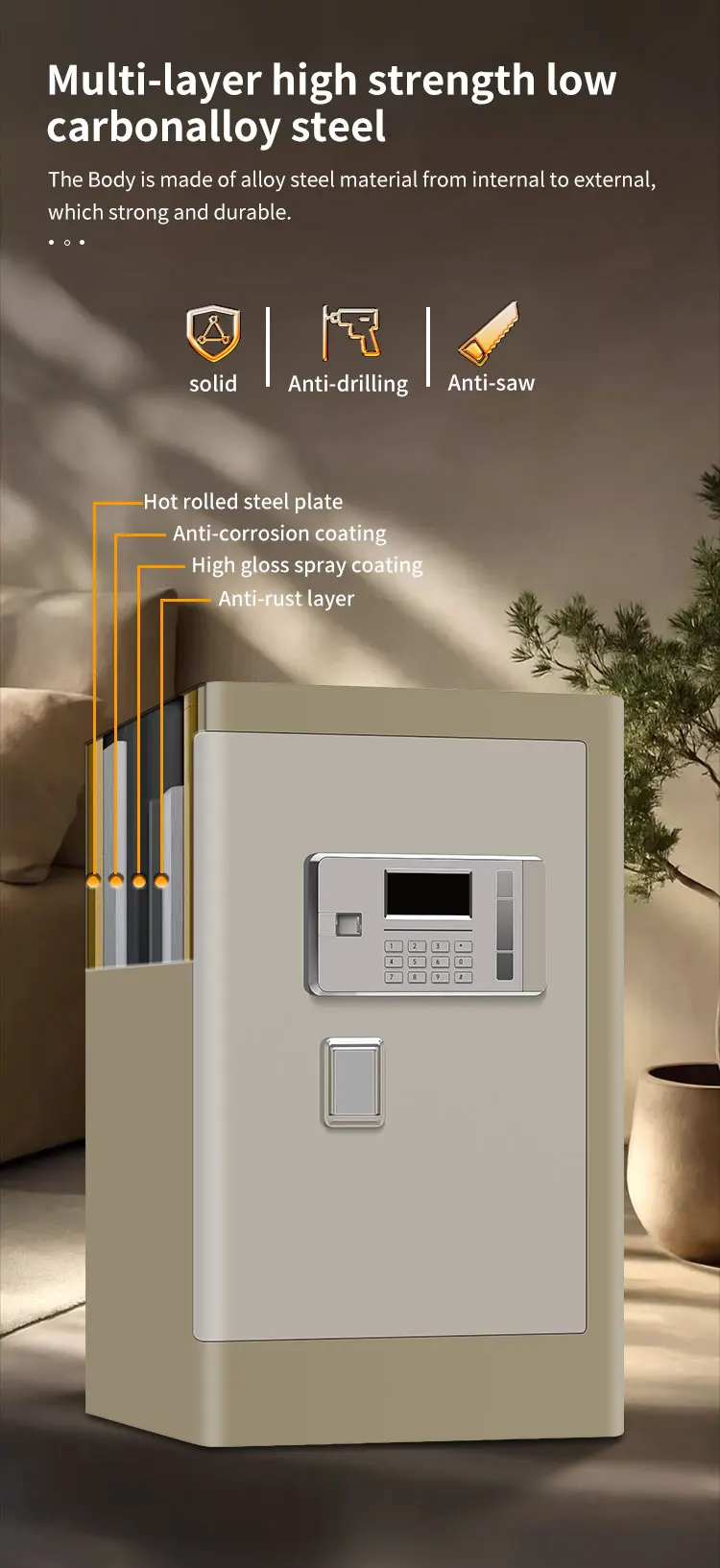 CEQSAFE Home and Office Steel Safe with Electronic Digital Fingerprint Lock Secure Electronic Digital Lock details