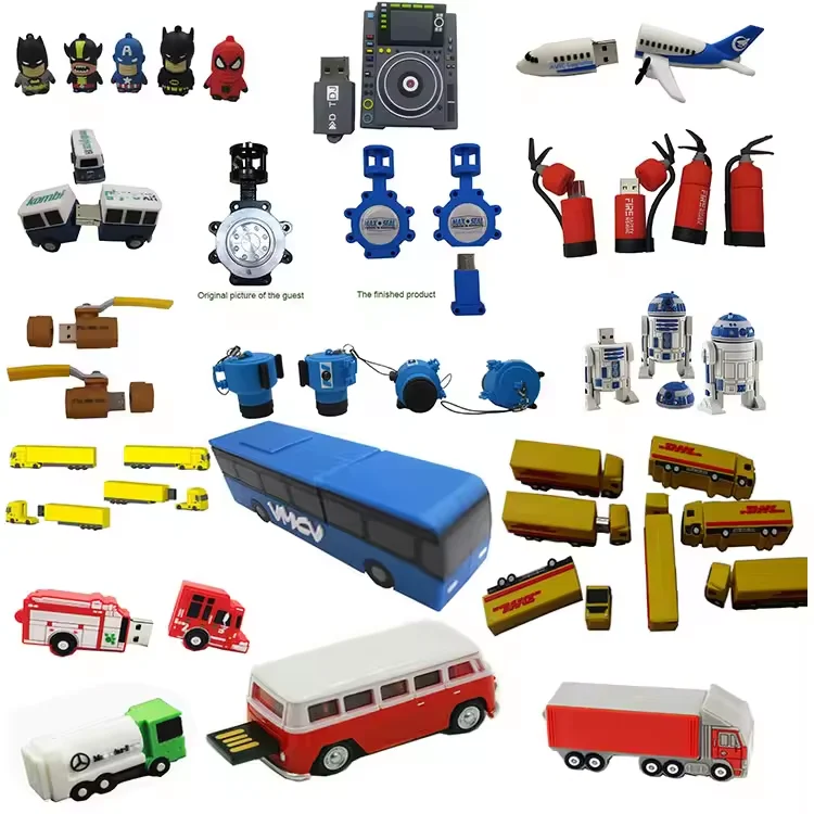 Personalized PVC USB 3D Shape LOGO Cartoon Pendrive Rubber Memory Stick Custom Thumb Bottle Poop Tyre Boat Car USB Flash Drive