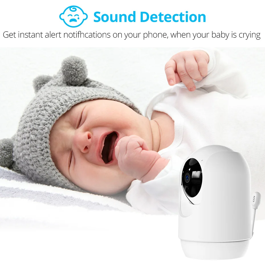 KERUI Wifi Baby Monitor Camera Temperature & Alarm 3MP Baby Monitor Two-way Audio Baby Camera Security Crying Detection PTZ