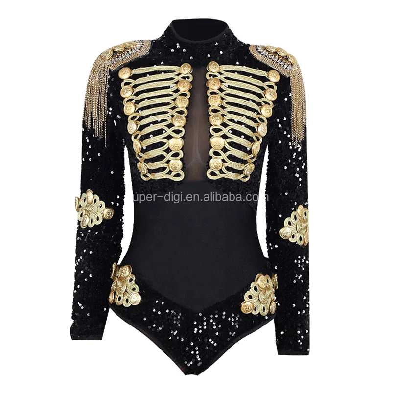 Black and gold rhinestone bodysuit worn by Anitta in DJ Snake