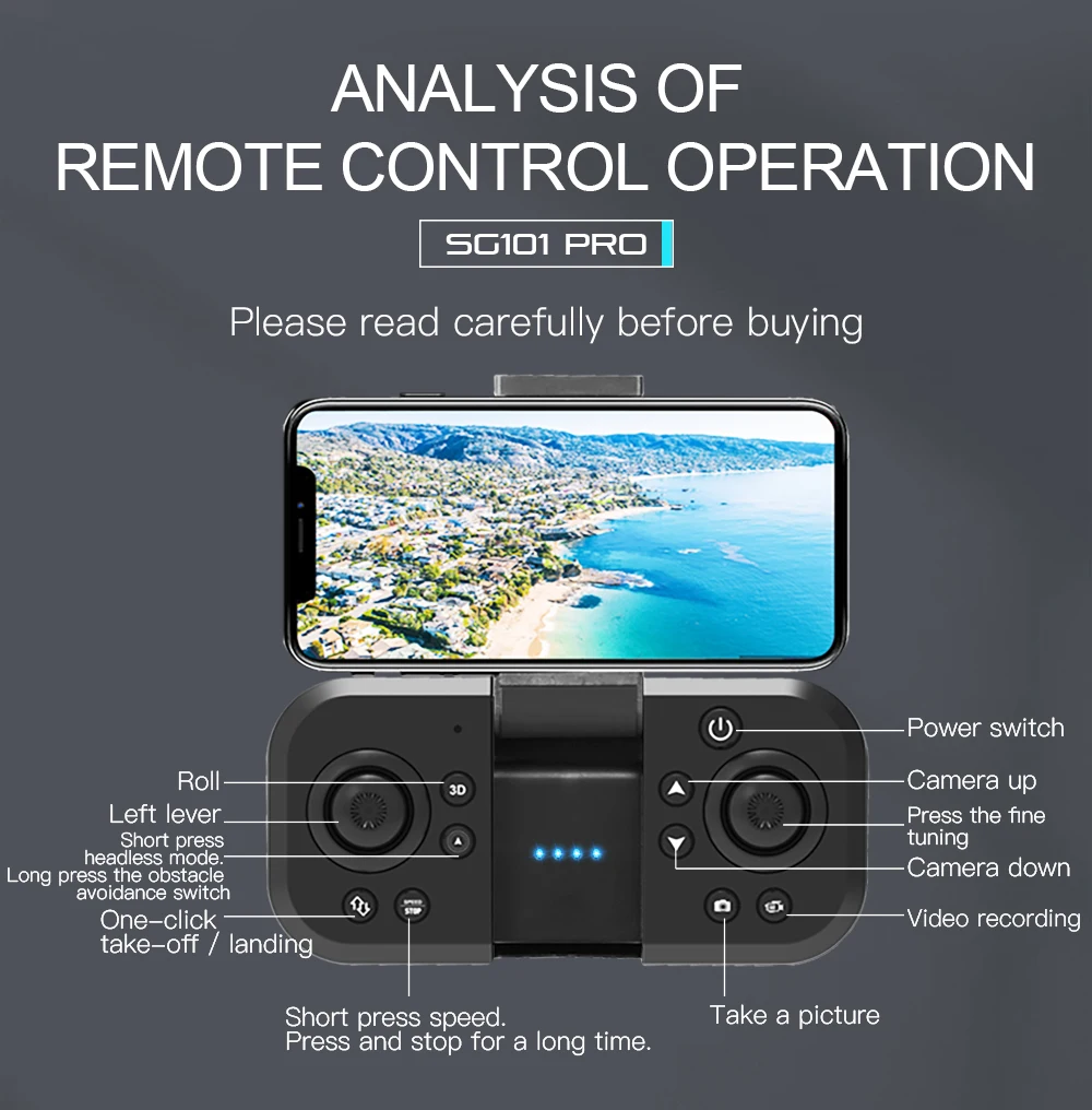 SG101 Pro Drone 4K Dual Camera Gesture Recording Speed Adjustment Brushless Optical Flow Positioning Smart Technology 3D Tumble