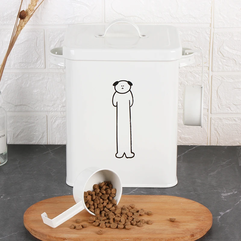 Sealed Pet Food Storage Bucket Metal Storage Box Dog Food Container Tin With Scoop