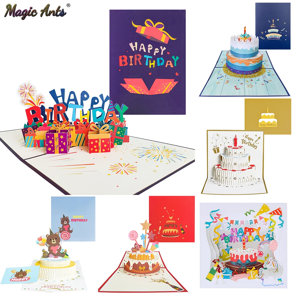 3d Pop Up Cards Torta di compleanno Biglietto di auguri con busta Cartoline  fatte a mano Biglietti da regalo per ragazze Bambini Moglie Marito  Compleanno