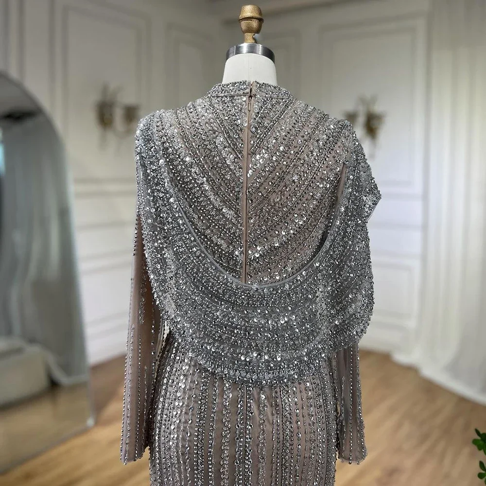 adrianna papell hand-beaded illusion sheath dress Hand Beaded Short Sleeve Floral Godet Gown In French Blue