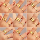 Gold Plated Heart Rings Heart Classic Men Women Couples Gold Plated Heart Rings Fashion Jewelry Stainless Steel Couple Butterfly Rings