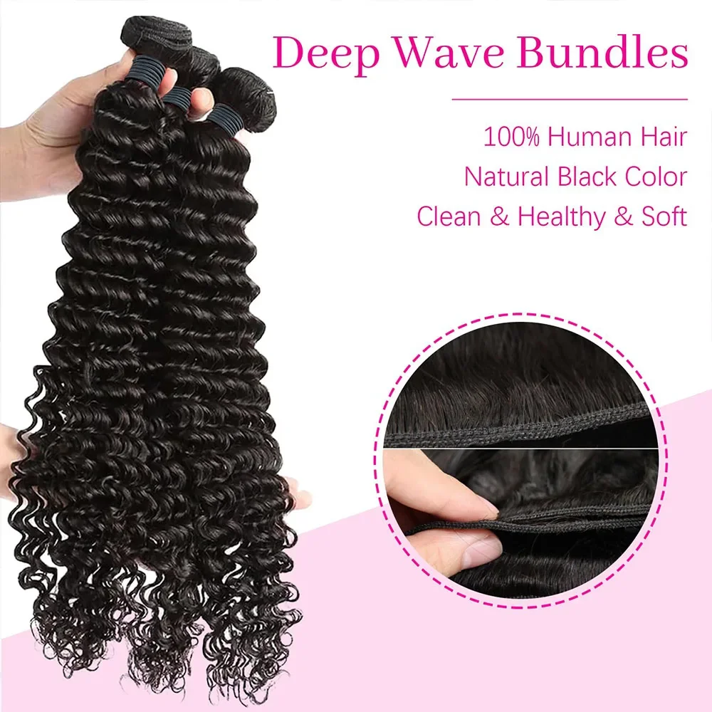 12A Deep Wave Curly Human Hair Bundles Brazilian Hair Weave Remy Human Hair Bundles 32 Inch Bundles Hair Extensions For Women_voghion.com