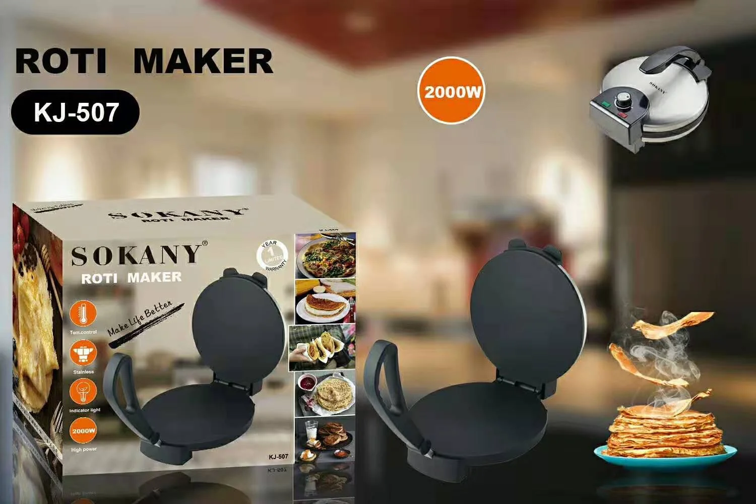 Sokany Crepe And Pancake Maker Electric Griddle Nonstick Roti Tortila