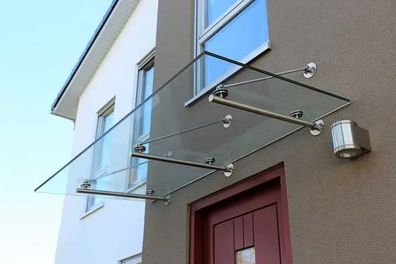 CBMMART Latest Factory Glass Canopy Fittings Exterior Sun Shade Stainless Steel Glass Canopy