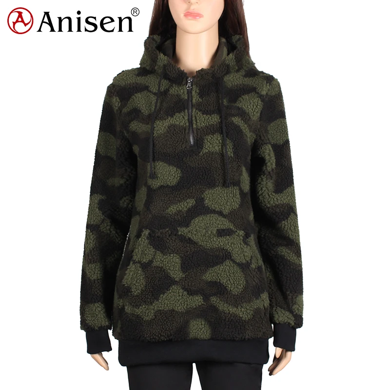 womens camo sherpa pullover