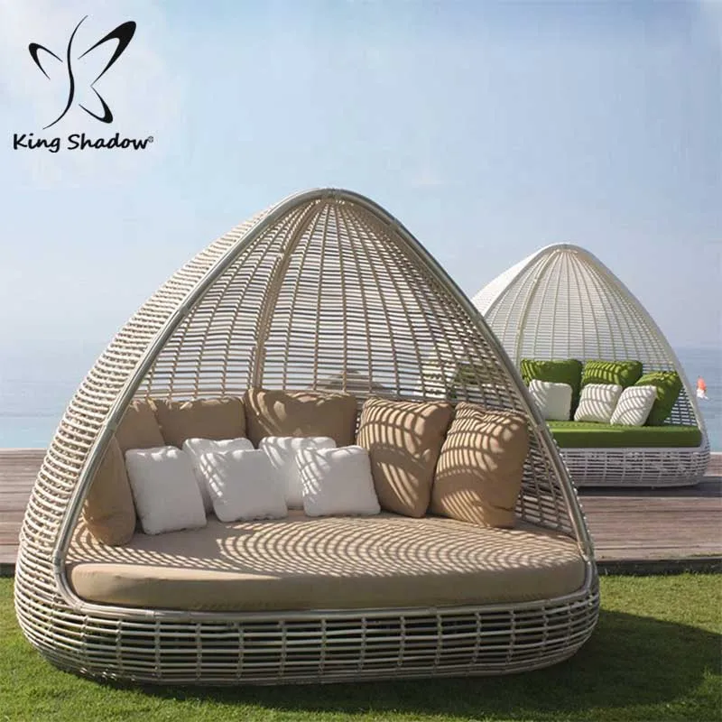 Outdoor Wicker Furniture Outdoor Sunbed with Outdoor Daybed Canopy Sun Lounger Plastic Garden Sofas Modern Hammocks 1pcs