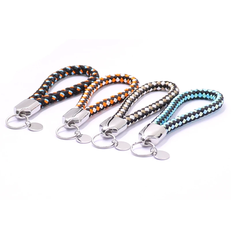 Новые товары, прямые заводские настраиваемые модные красивые цветные черные с белым плетеным нейлоновым веревочным брелоком