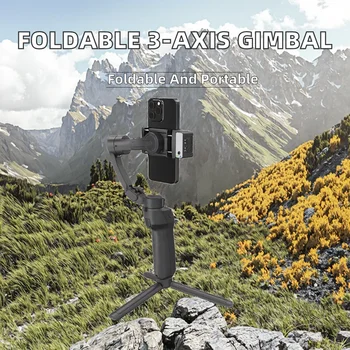 OEM Foldable Handheld Gimbal Stabilizer Wireless Remote Control 3- 320g Max Load Capacity for Phone Selfie Stick LED Light detail image