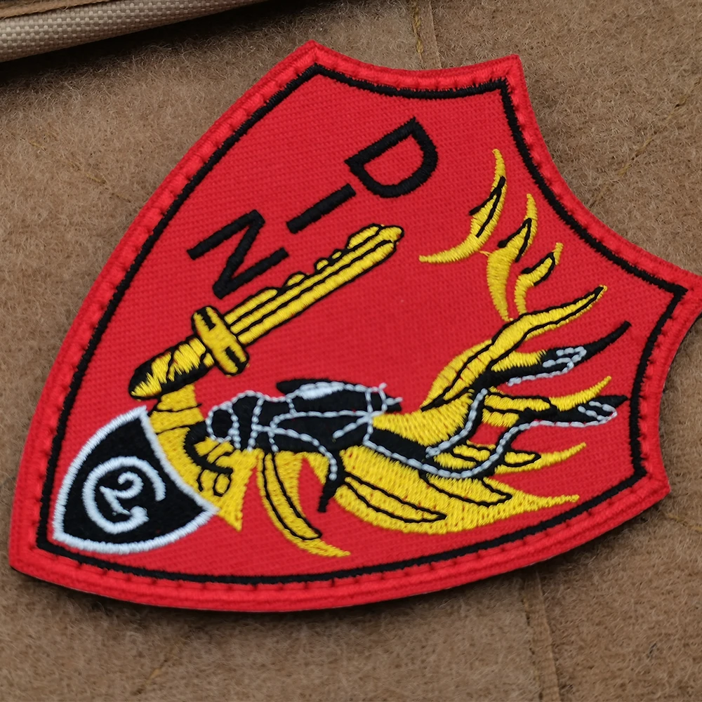 Quality Red Color France Knight Embroidery Bright Red French Foreign Legion With Sword Patch for Jacket Shoulder Label Patch Sew