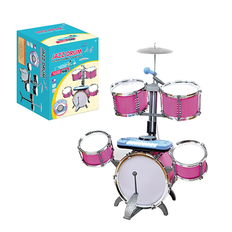 Music Educational Toy Electronic Jazz Drum Set for Kids With Piano and  Microphone