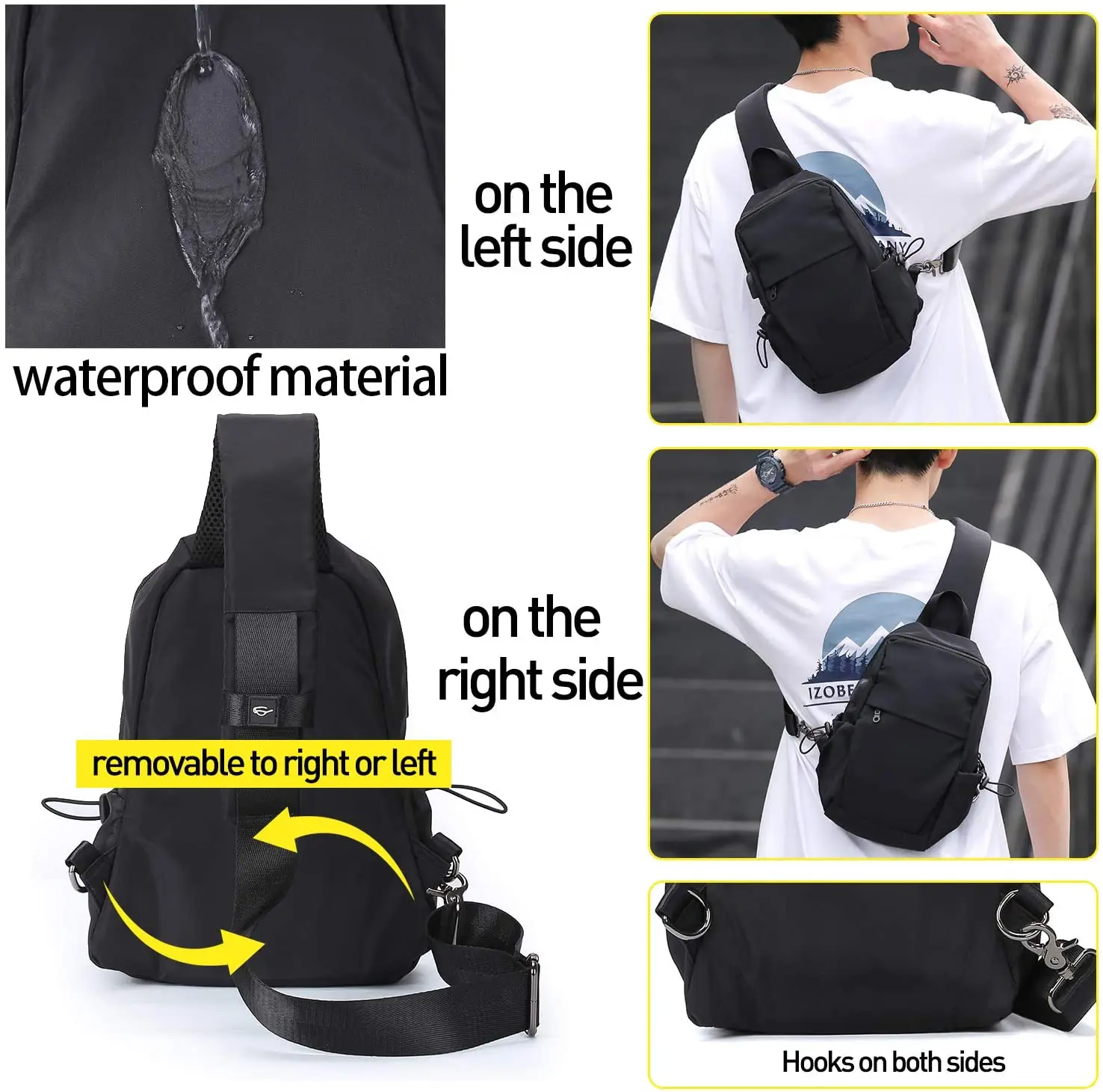 Custom Lightweight Women Men Travel College Casual USB Messenger Bags One Shoulder Purse Crossbody Chest Bag Sling Backpack