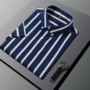 Hot Sale Men's Stripe Shirts Breathable Casual Short Sleeve Summer Men's Shirts