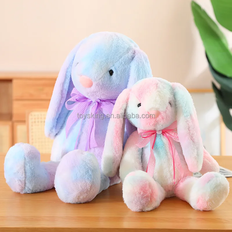 Tk Custom Long Ear Stuffed Tie Dye Bunny Rabbit Plush Toy Colorful