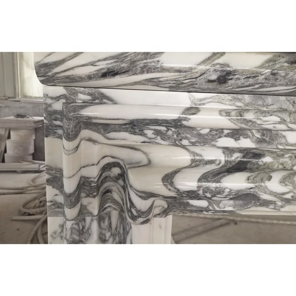 SH STONE Stone Fireplace With Landscape Pattern Marble Medallion Fireplace with Good Price