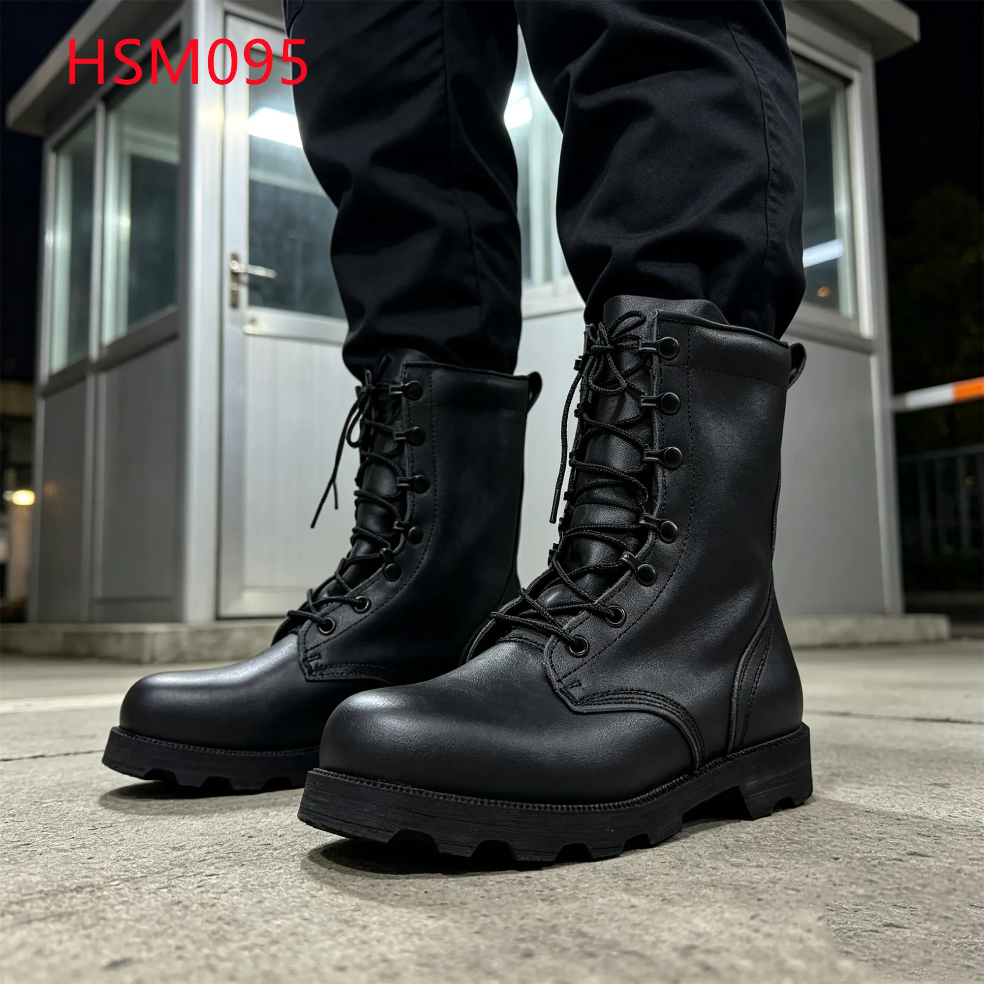 LXG,harsh Condition Vulcanized Rubber Sole Hua Singh Patrol Boots Full Grain Leather Upper Retail Security Combat Boots HSM095